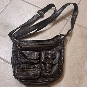 Vintage Dark Brown (Espresso) Faux Leather Crossbody Bag With Lots of Pockets